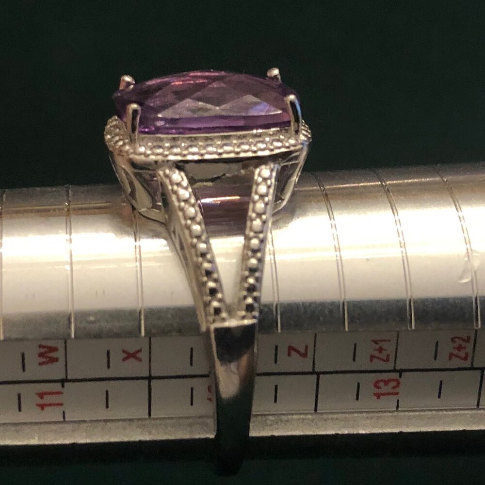 Rectangular Cushion Brazilian Amethyst Single Dia… - image 3